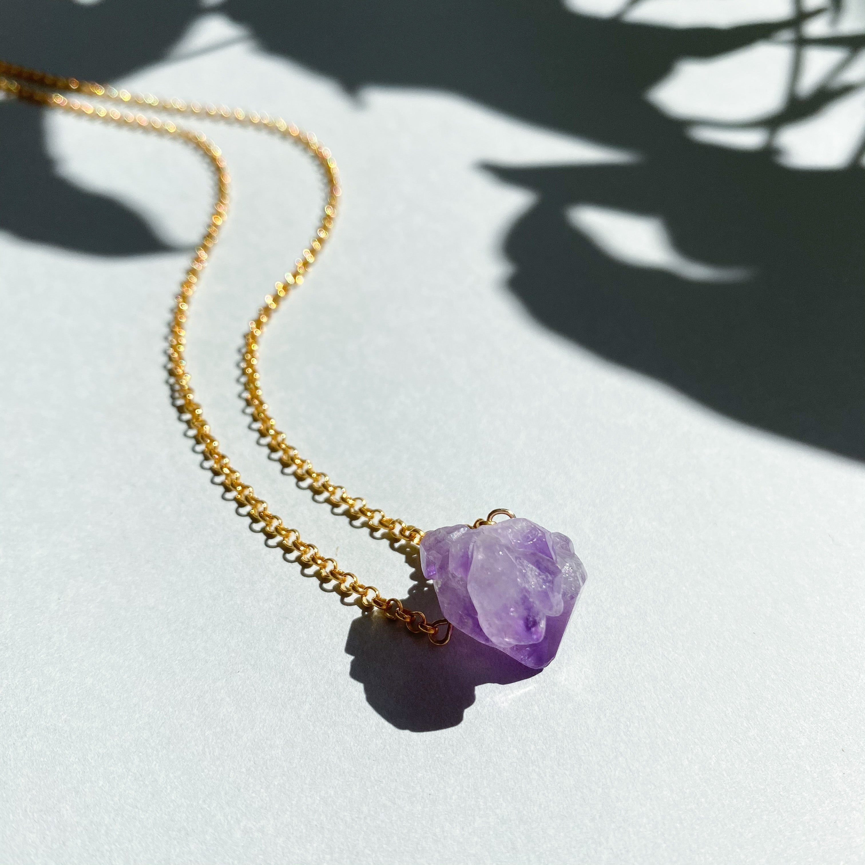 amethyst, gold fill, Chain, Necklace 