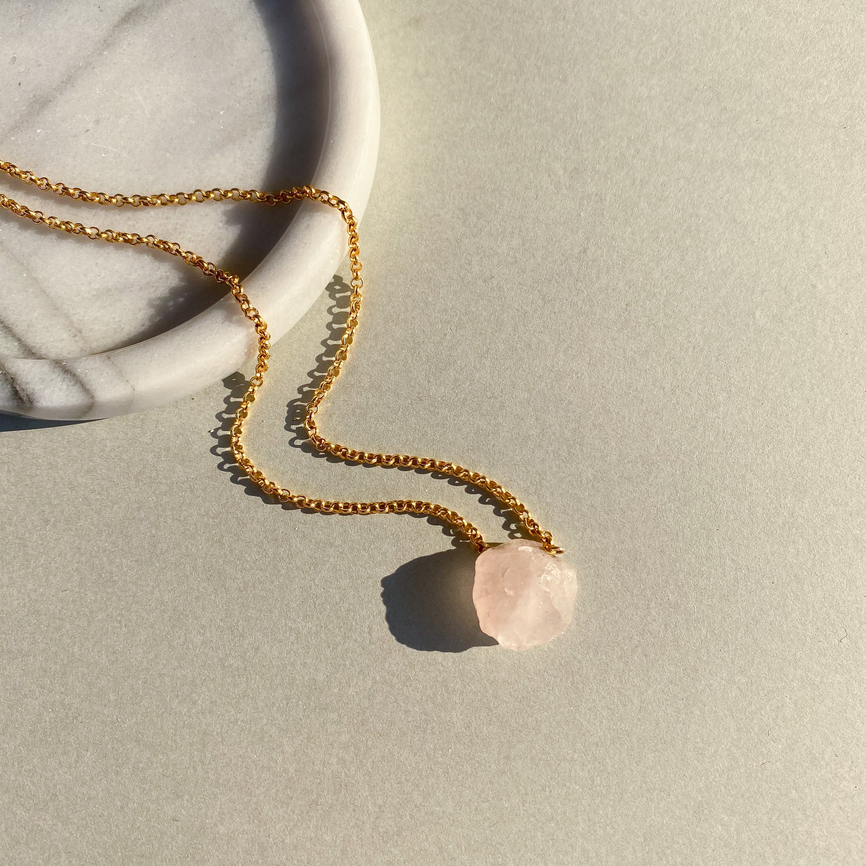 Rose Quartz, Necklace, Gold Fill, Crystal Jewellery 